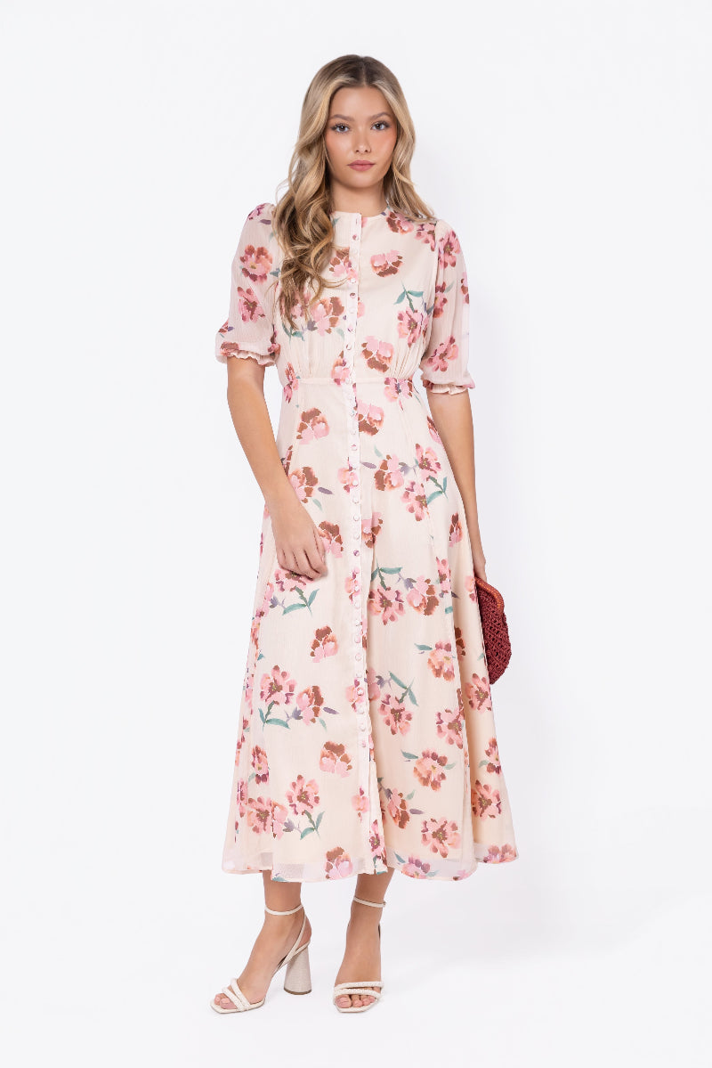 Lana Dress (Beige/Pink) - Glamourous Grace
