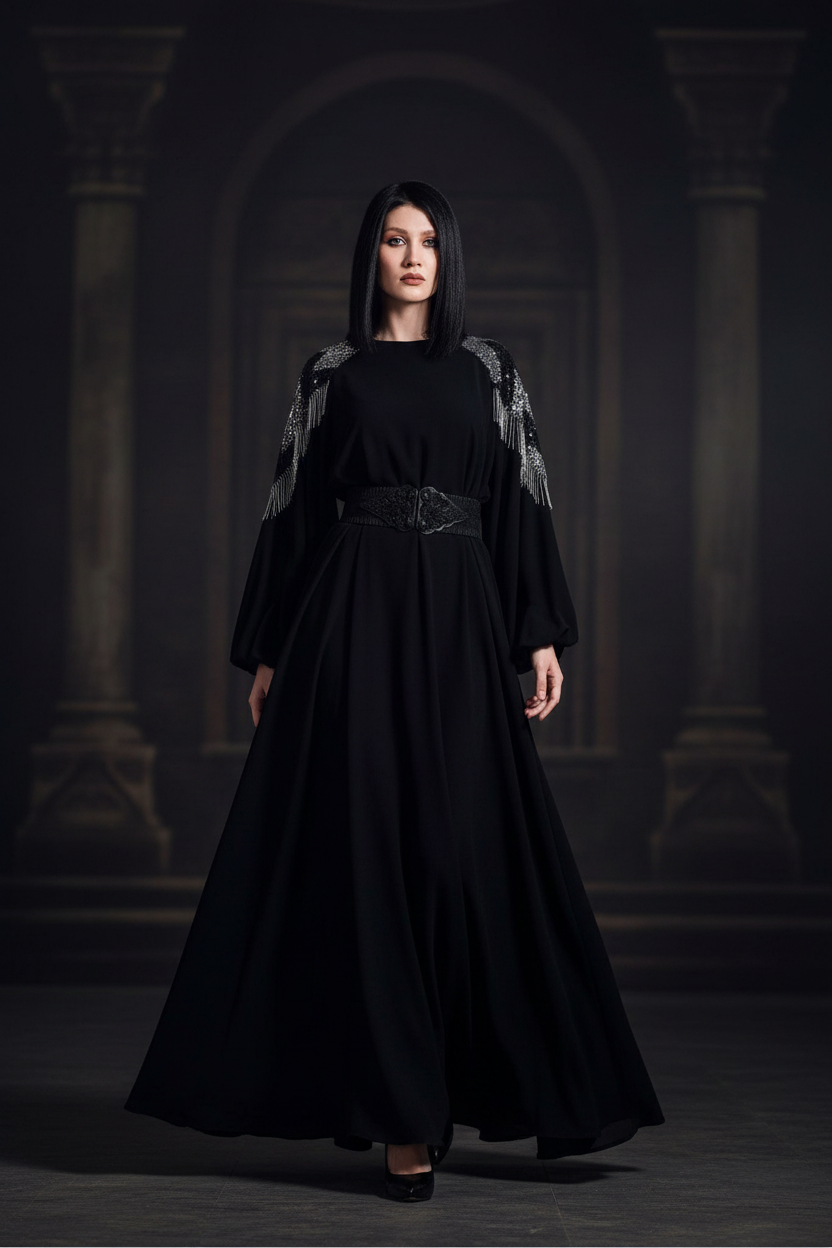 Lara Long Maxi Abaya in Black - Glamourous Grace