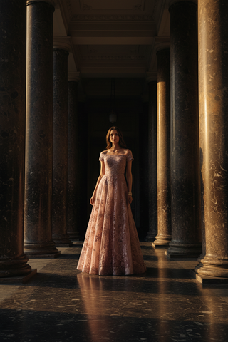 Off Shoulder A-Line Gown | Lara 29122 - Glamourous Grace