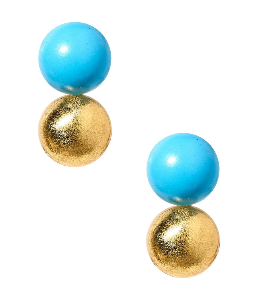 Large Belle Stud - Brushed Gold & Turquoise - 18k Gold Plated - Belle of the Ball Collection - Glamourous Grace