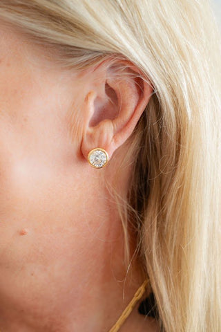 Large Bezel Stud - 18k Gold Plated - Glamourous Grace