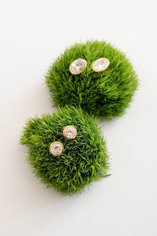 Large Bezel Stud - 18k Gold Plated - Glamourous Grace