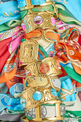 Narrow Gold Scarf Cuff - Penelope - Glamourous Grace