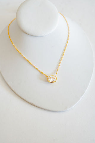 Large Oval Bezel Necklace - Glamourous Grace