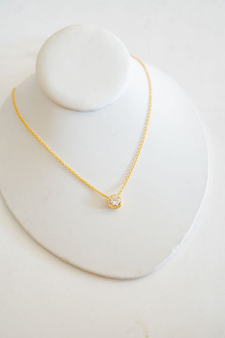 Large Rhinestone Bezel Necklace - 18k Gold Plated - Glamourous Grace