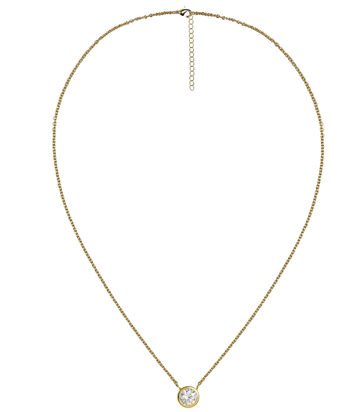Large Rhinestone Bezel Necklace - 18k Gold Plated - Glamourous Grace