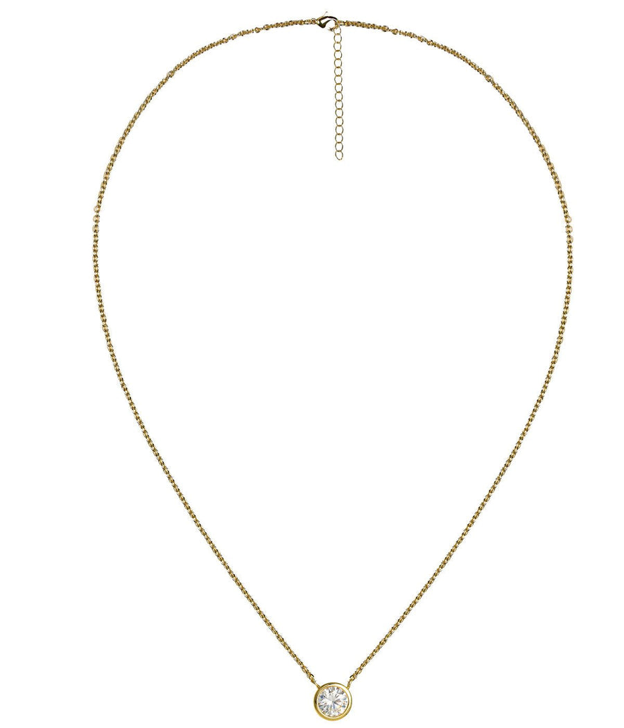 Large Rhinestone Bezel Necklace - 18k Gold Plated - Glamourous Grace