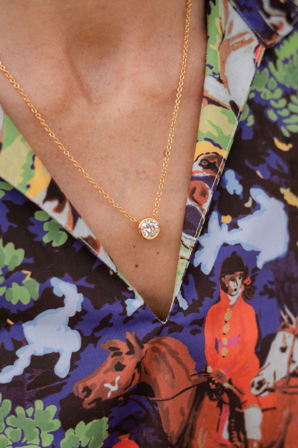 Large Rhinestone Bezel Necklace - 18k Gold Plated - Glamourous Grace