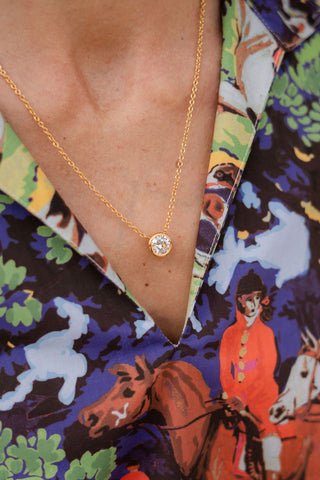 Large Rhinestone Bezel Necklace - 18k Gold Plated - Glamourous Grace