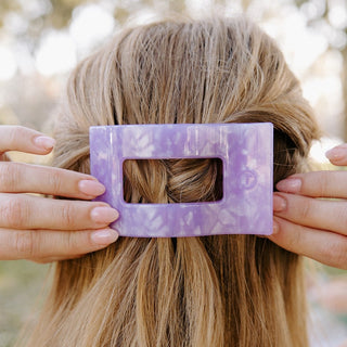 Lavender Mist Medium Flat Rectangle Hair Clip - Glamourous Grace