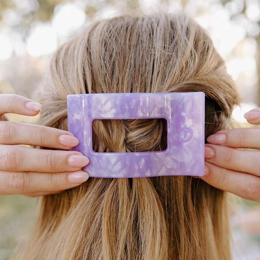 Lavender Mist Medium Flat Rectangle Hair Clip - Glamourous Grace