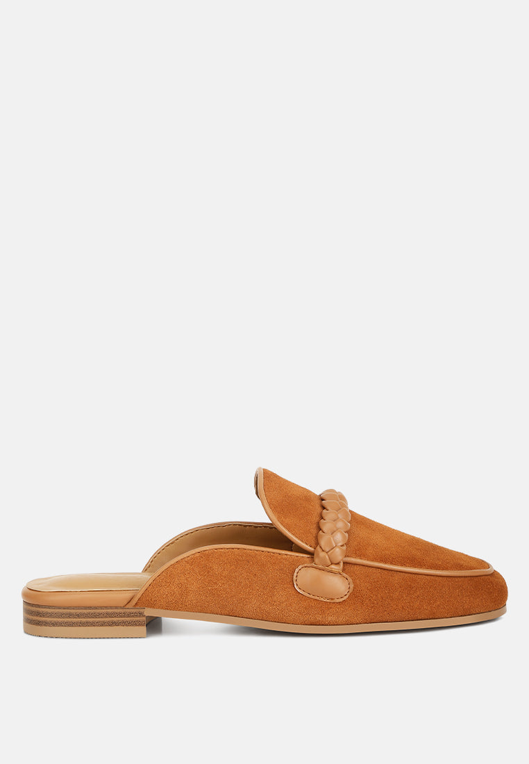 Lavinia Suede Leather Braided Detail Mules - Glamourous Grace