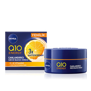 Nivea Q10 Energy Night Cream with Vitamin C - Anti-Aging, Moisturizing Night Care for All Skin Types - Glamourous Grace