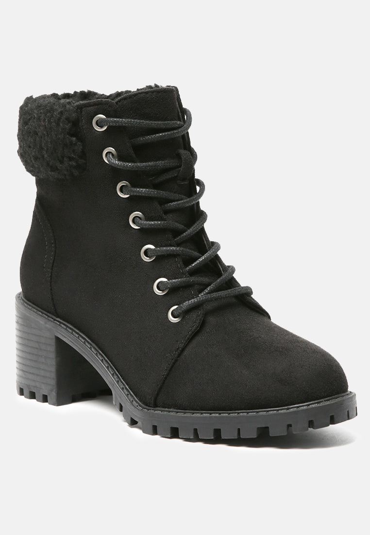 Leonna Cushion Collared Lace-Up Boots - Glamourous Grace