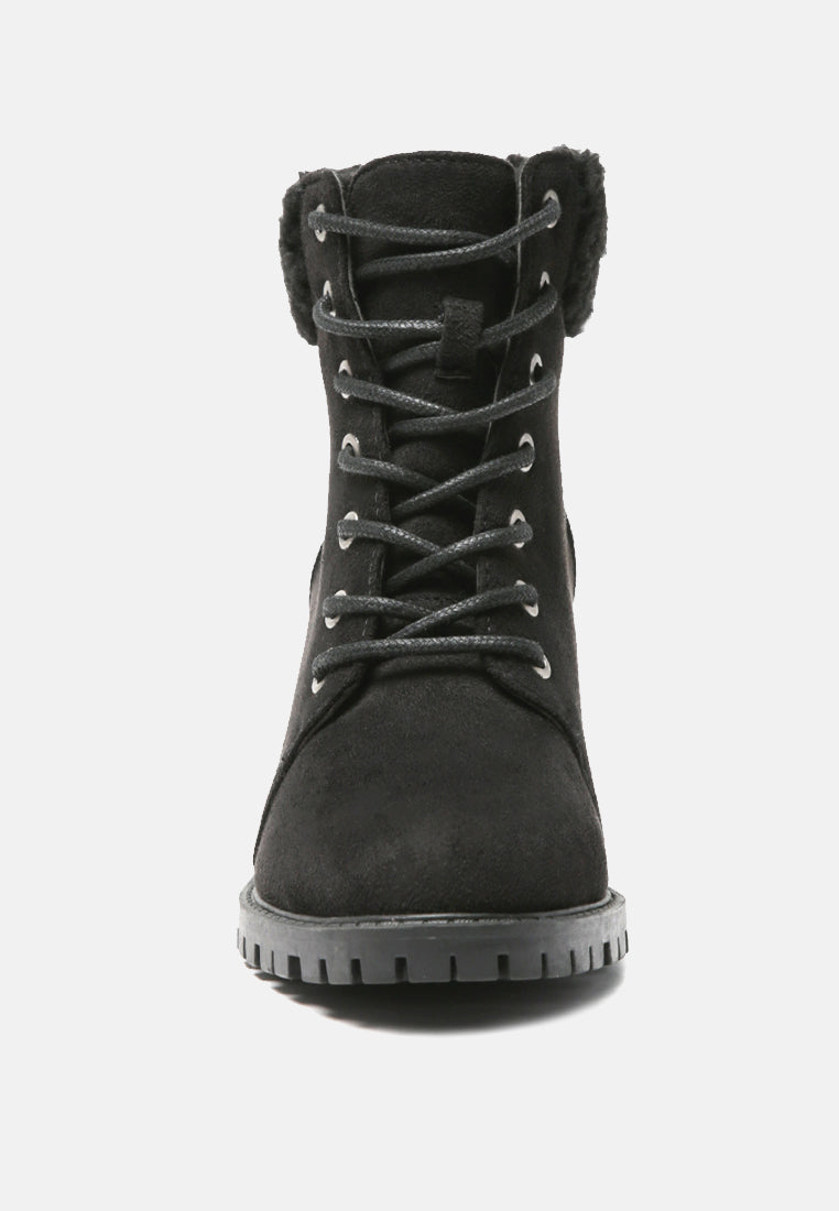 Leonna Cushion Collared Lace-Up Boots - Glamourous Grace