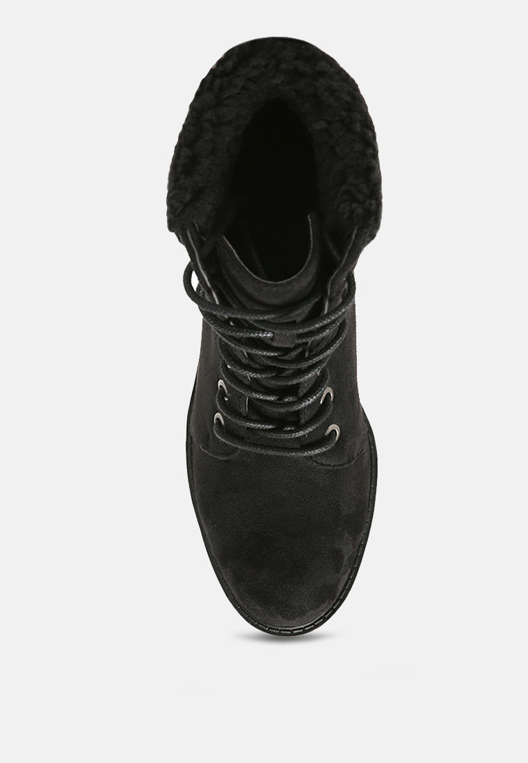 Leonna Cushion Collared Lace-Up Boots - Glamourous Grace