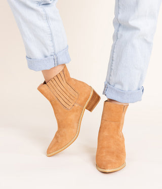 Leonor Suede Ankle Boot in Tan - Glamourous Grace