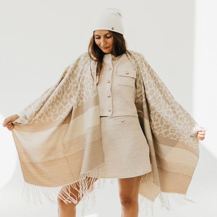 Leopard Lydia Cashmere Reversible Shawl - Glamourous Grace
