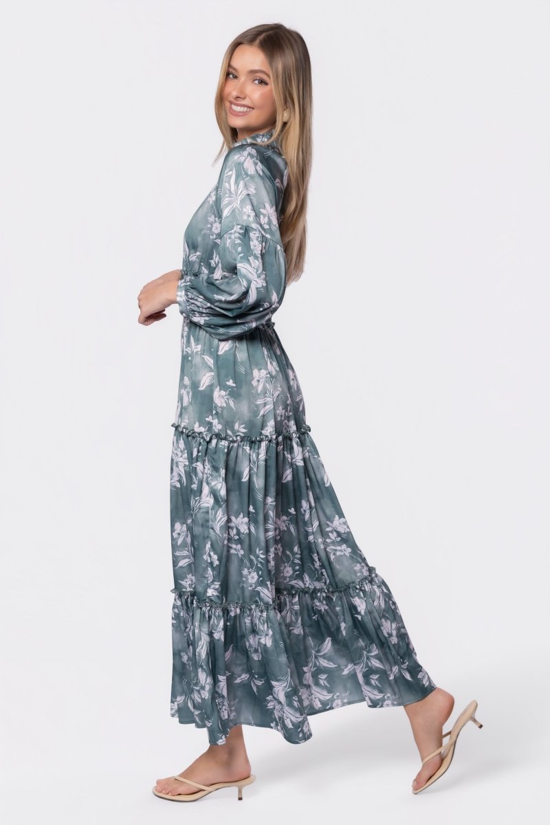 Leslie Dress (Green Pattern) - Glamourous Grace