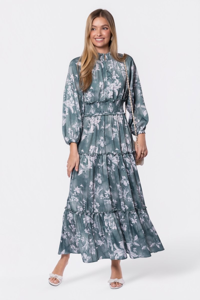 Leslie Dress (Green Pattern) - Glamourous Grace