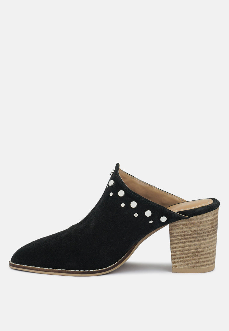 Leslie Stacked Heel Mules - Glamourous Grace