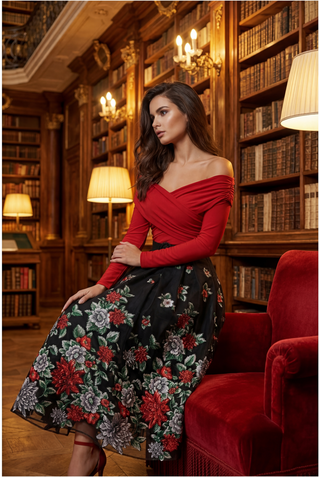 Red Off-Shoulder Top, Donna