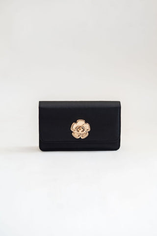 Lilly Faille Clutch with Flower Closure - Glamourous Grace