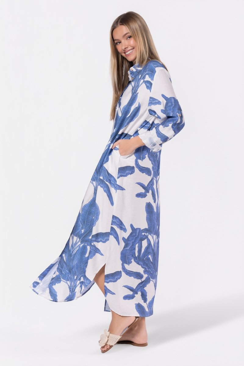 Lindsey Dress (White/Blue) - Glamourous Grace