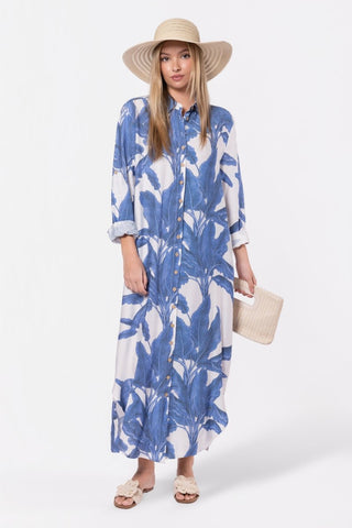 Lindsey Dress (White/Blue)
