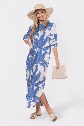 Lindsey Dress (White/Blue)