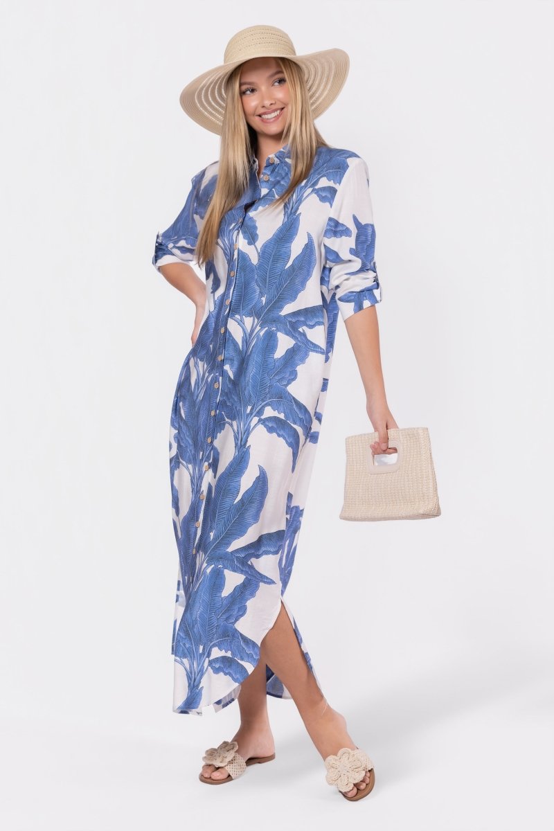 Lindsey Dress (White/Blue) - Glamourous Grace