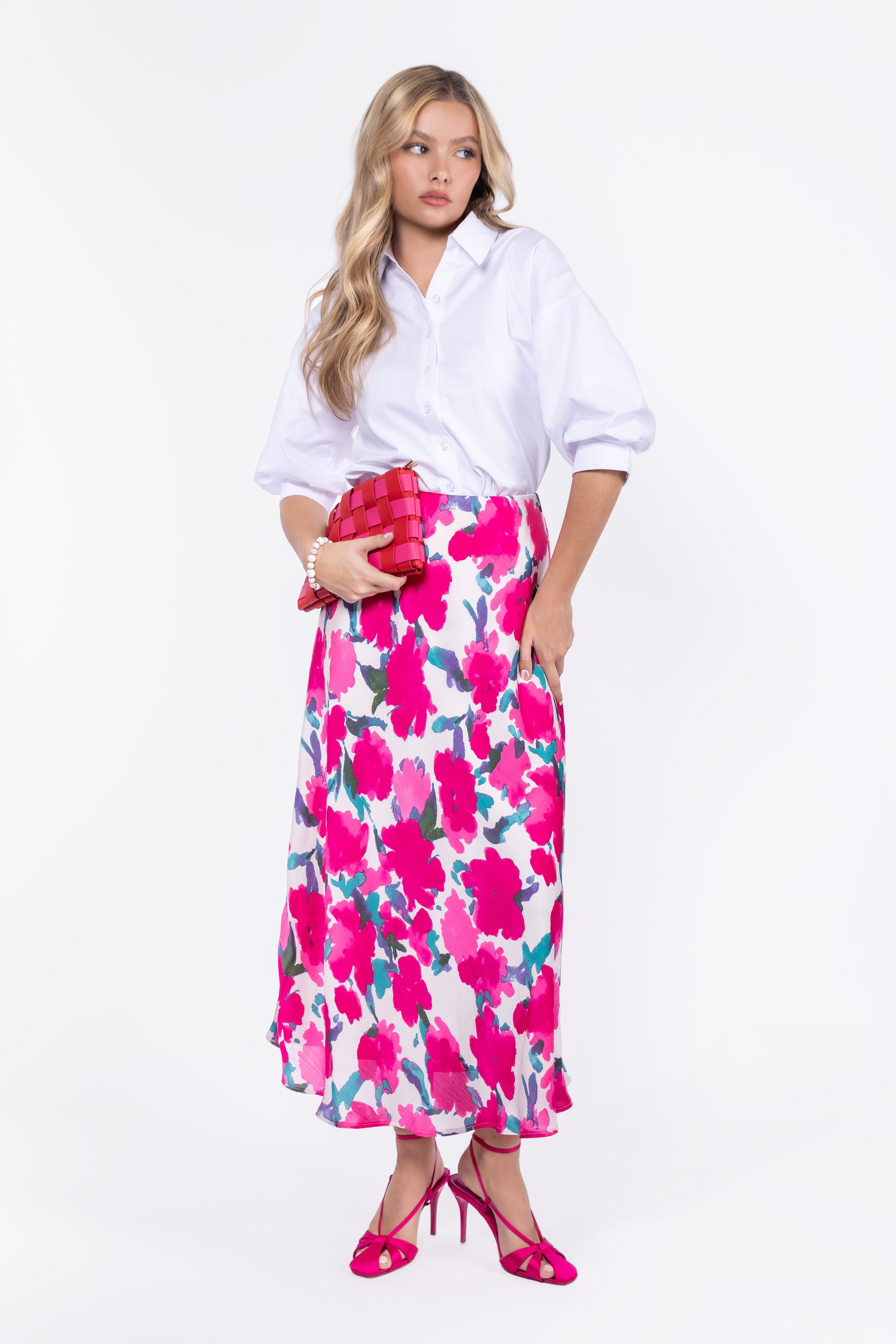Lisa Skirt (Fuchsia/Green) - Glamourous Grace