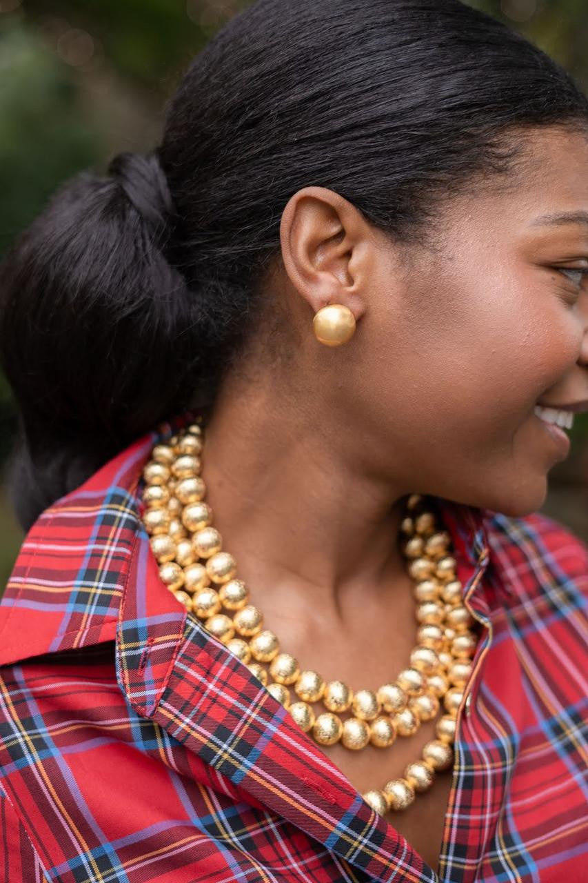 18mm Georgia Brushed Ball Studs - 18k Gold Plated - Glamourous Grace