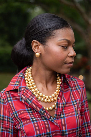 18mm Georgia Brushed Ball Studs - 18k Gold Plated - Glamourous Grace