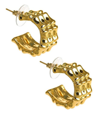 Anna Bamboo Hoop Earring  - 18k Gold Plated - Glamourous Grace