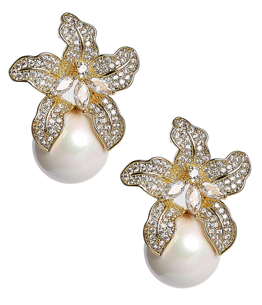 Beth - Rhinestone & Pearl Stud - Glamourous Grace