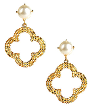 Bryn - Gold & Pearl Top Earring - Glamourous Grace