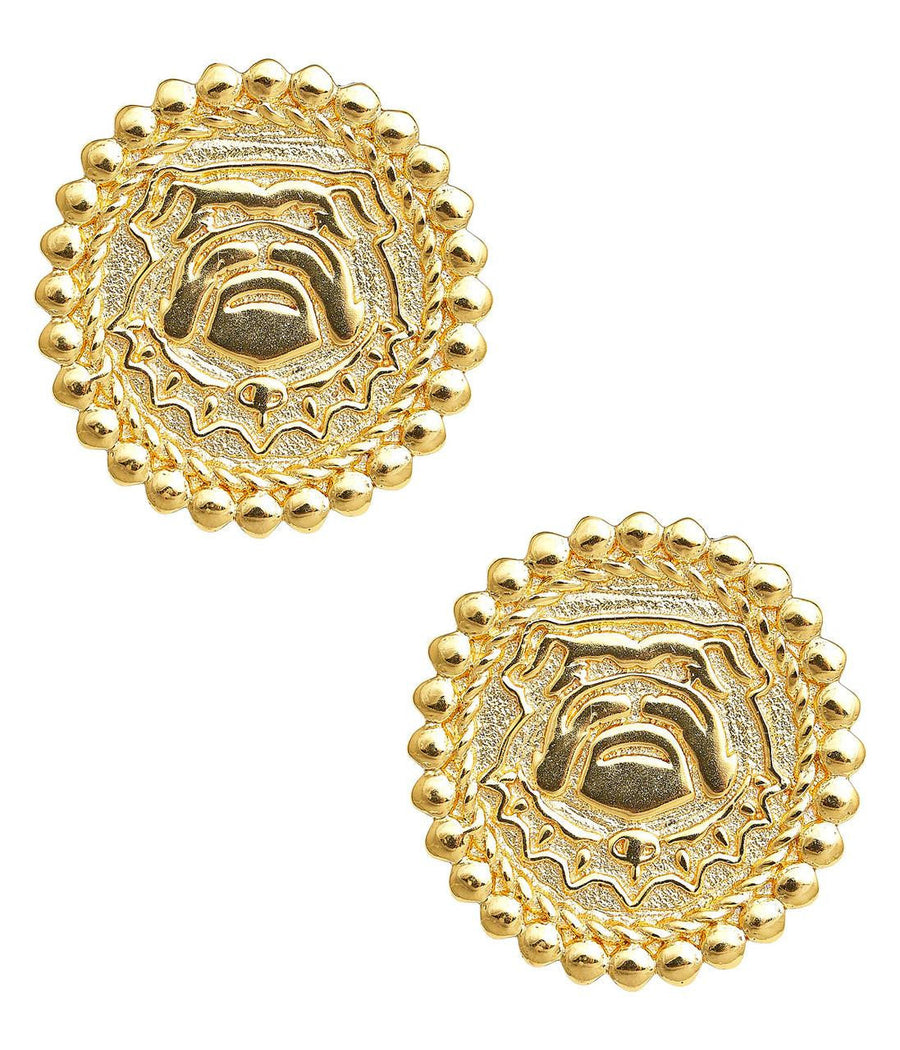Bulldog Coin Stud - Gold Earring - Glamourous Grace