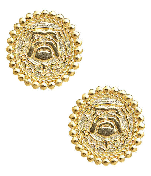 Bulldog Coin Stud - Gold Earring - Glamourous Grace