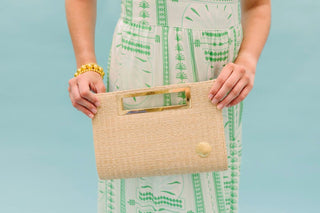 Chloe Clutch - Straw - Gold Charm - Glamourous Grace