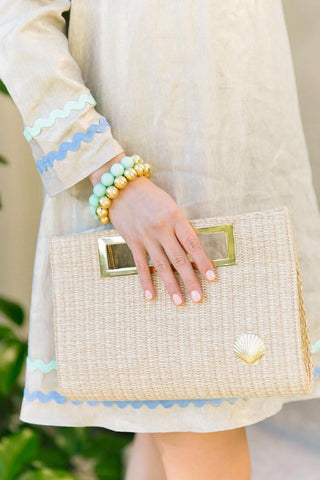 Chloe Clutch - Straw - Gold Charm - Glamourous Grace