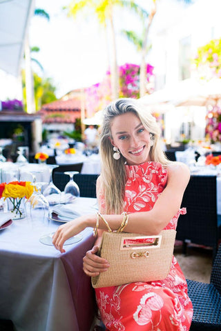 Chloe Clutch - Straw - Gold Charm - Glamourous Grace