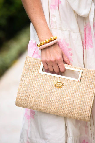 Chloe Clutch - Straw - Gold Charm - Glamourous Grace