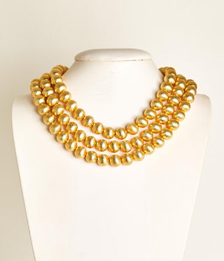 Diana Gold Triple Strand Beaded Necklace - Glamourous Grace