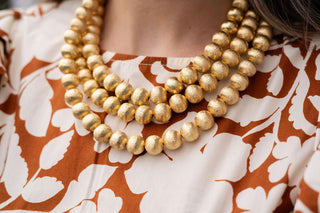Diana Gold Triple Strand Beaded Necklace - Glamourous Grace