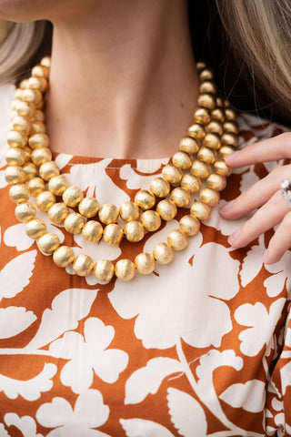 Diana Gold Triple Strand Beaded Necklace - Glamourous Grace