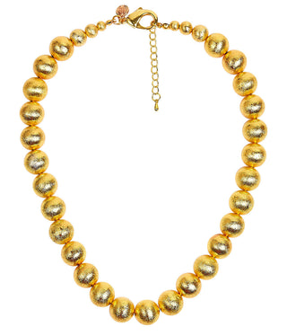 Diana Single Strand Beaded  Large Necklace - 14mm -  Brushed Gold - Glamourous Grace