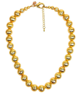 Diana Single Strand Beaded  Large Necklace - 14mm -  Brushed Gold - Glamourous Grace