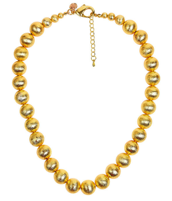 Diana Single Strand Beaded  Large Necklace - 14mm -  Brushed Gold - Glamourous Grace