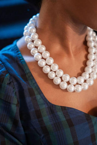 Double Birdie - Pearl  Statement Necklace - Glamourous Grace